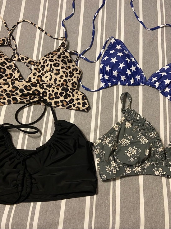 Source Unknown Other - Source Unknown Women’s Multi-Pattern Swim Bikini Tops — Blue, Black, Tan, Green